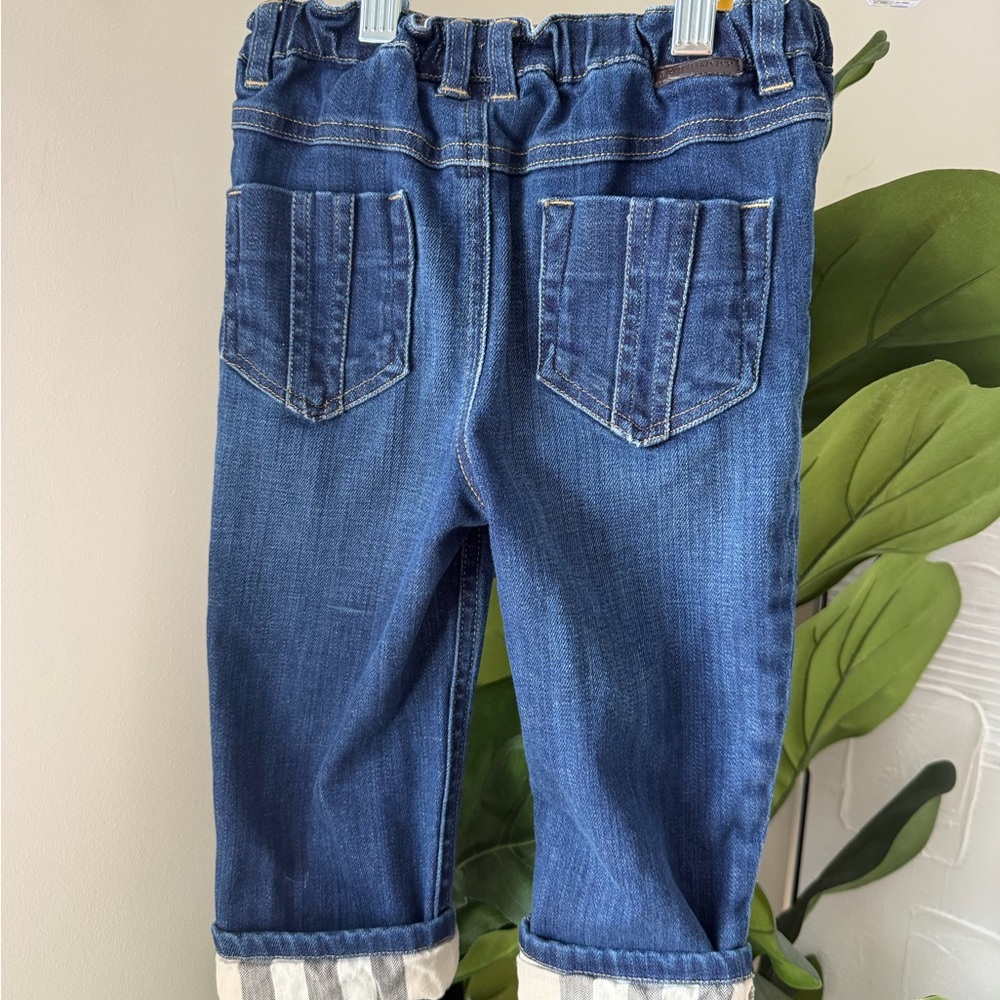 Burberry Kids Denim Jeans with Striped Hem - Picture 3 of 5